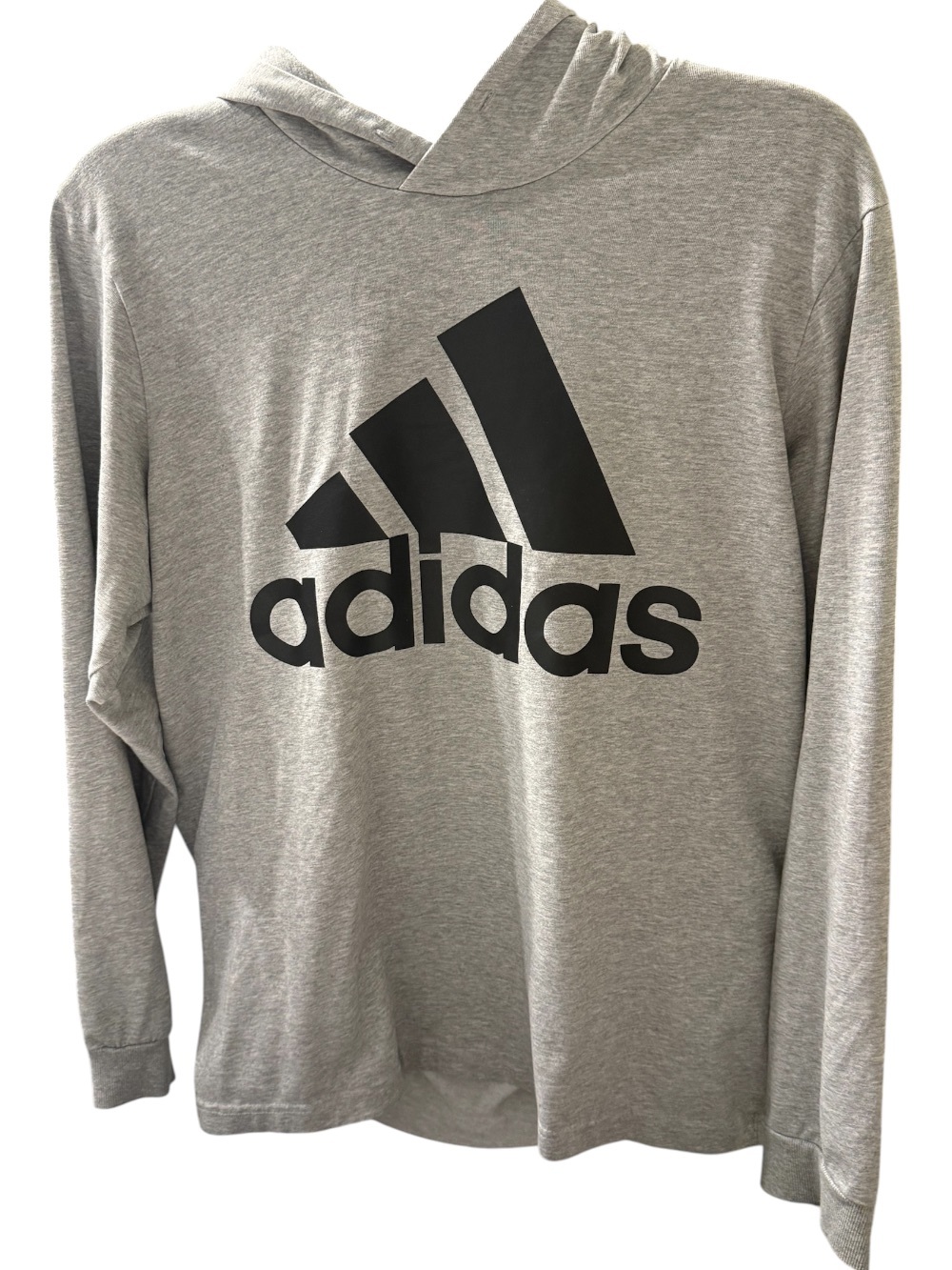 adidas Men’s Light Gray Crewneck Hoodie with Black Logo